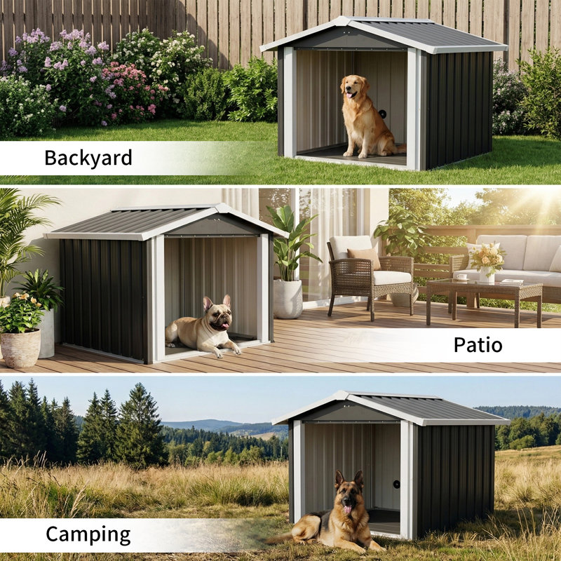 Tucker Murphy Pet™ 2-In-1 Large Metal Dog House & Storage Shed